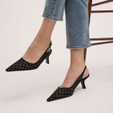 Bianka Polka Dot Mesh Slingback Pump